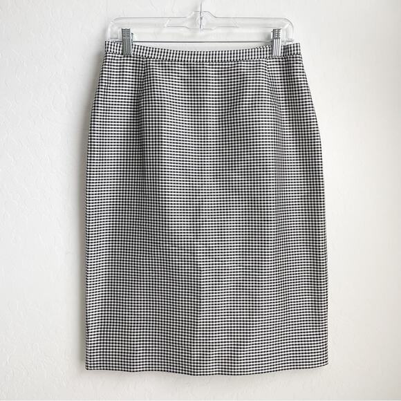 Vintage Oscar De La Renta Gingham Pencil Skirt 8P